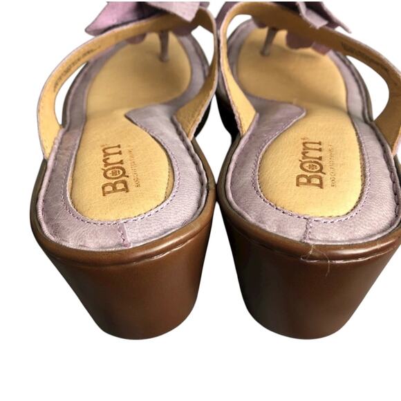 Born Lilac Purple Wedge Flower Comfortable Cushioned Sandal Size 7 - Picture 6 of 8